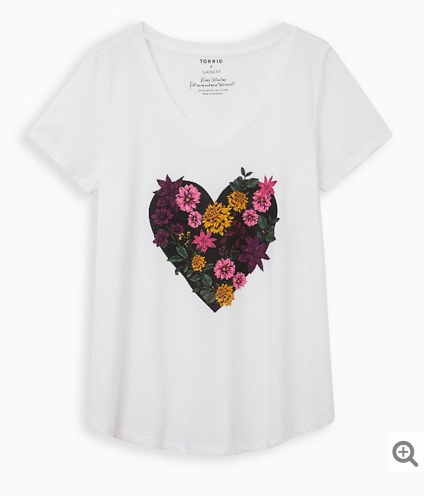 GIRLFRIEND TEE SIGNATURE JERSEY WHITE FLORAL HEA